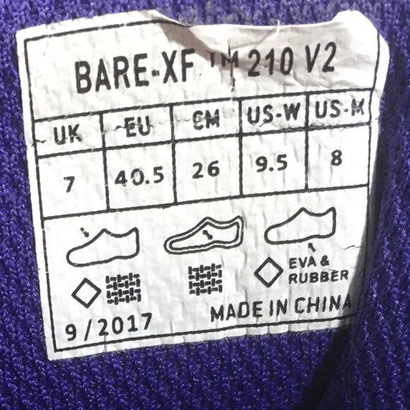 Inov-8 Bare-XF 210 v2 Minimalist Trainers Womens Size 9.5 Black Purple - Picture 8 of 9